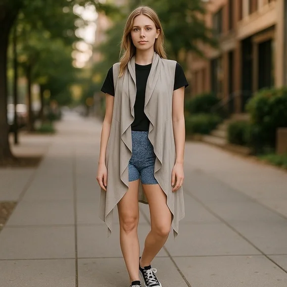 Dolce Cabo Tan Drape Vest - Picture 1 of 12